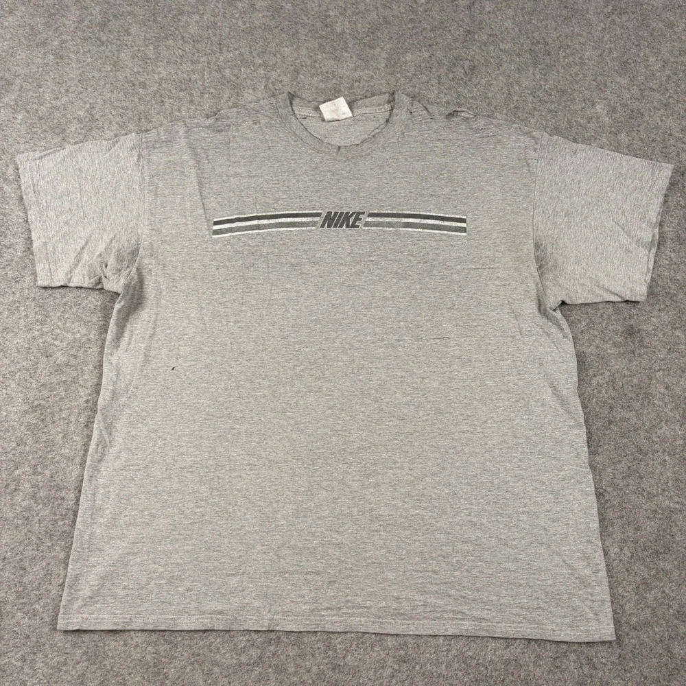 Nike T Shirt Mens XXL Gray Vintage Y2K Distressed Graphic Thrashed Faded Skate